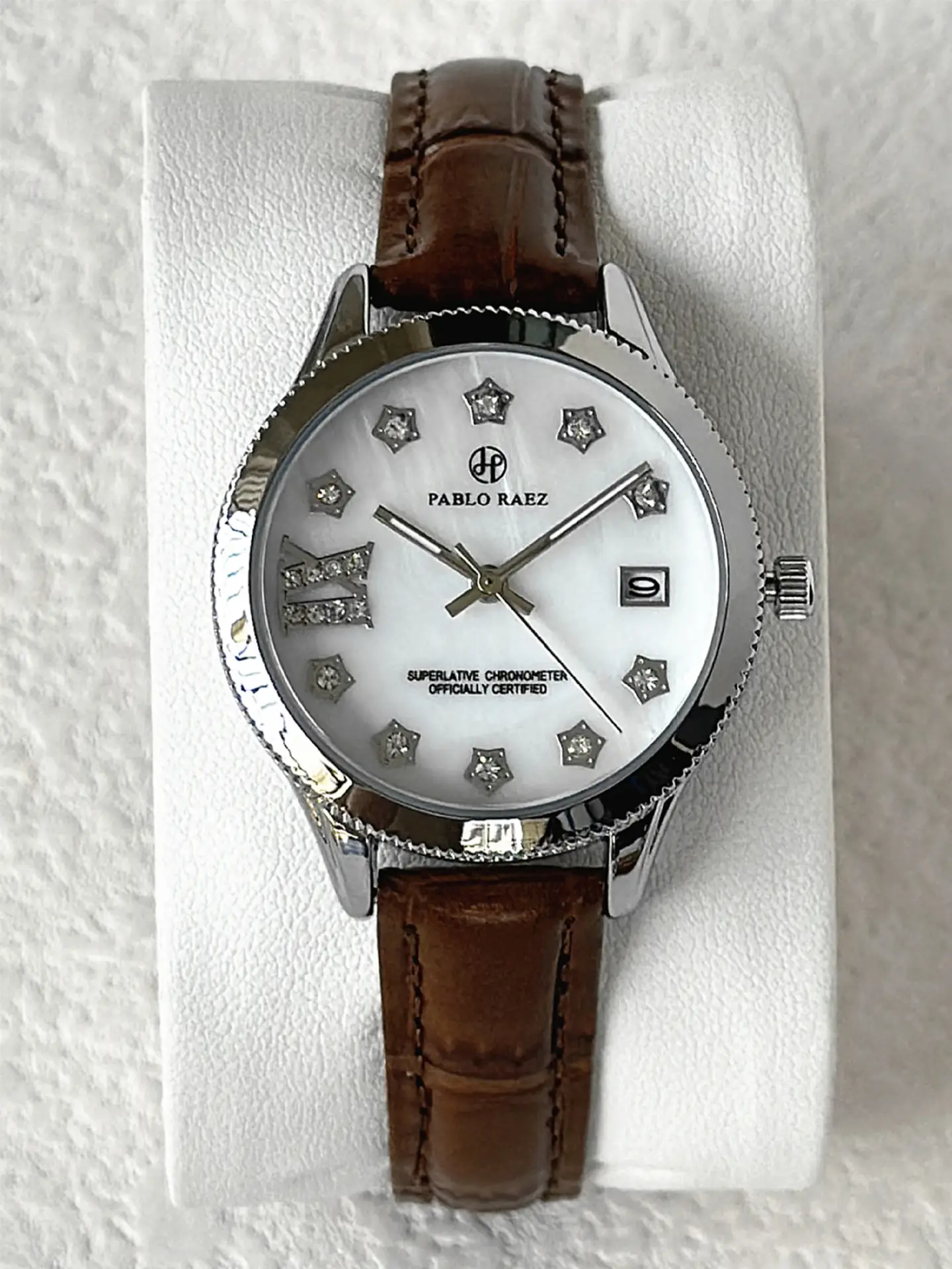 PABLO RAEZ Diamond Watch for Women Black Leather - Image 2