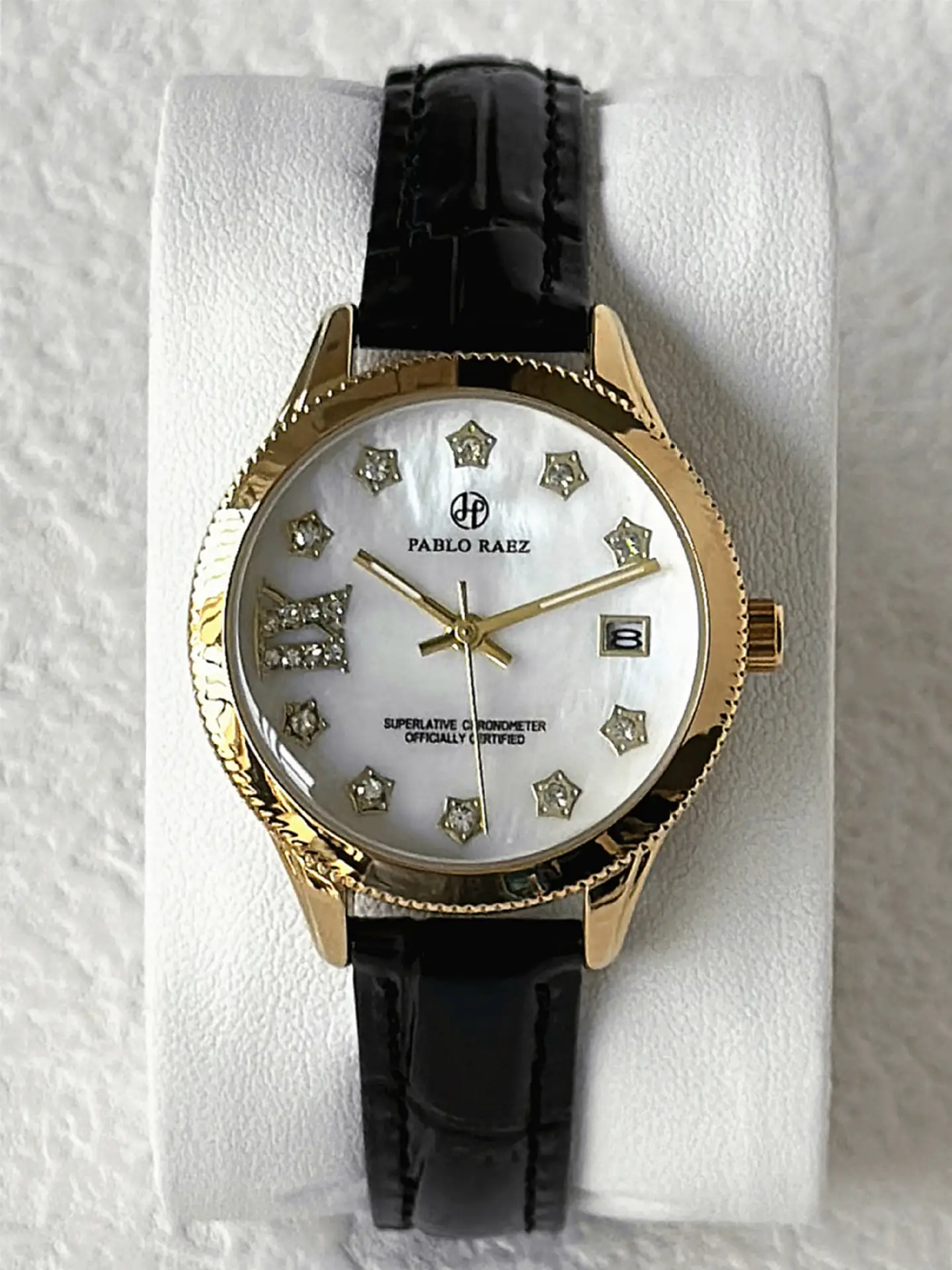 PABLO RAEZ Diamond Watch for Women Black Leather - Image 3