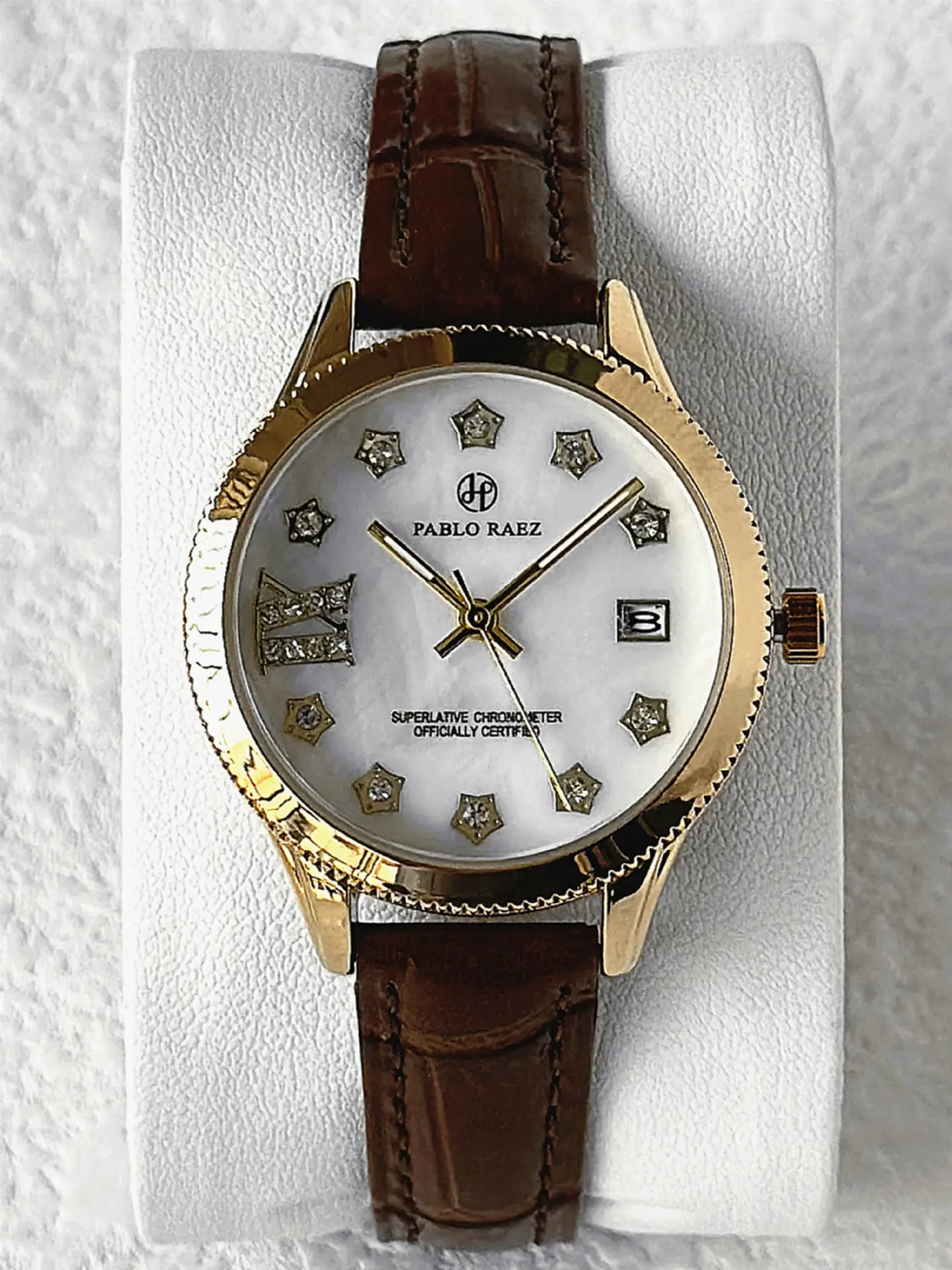 PABLO RAEZ Diamond Watch for Women Black Leather - Image 4