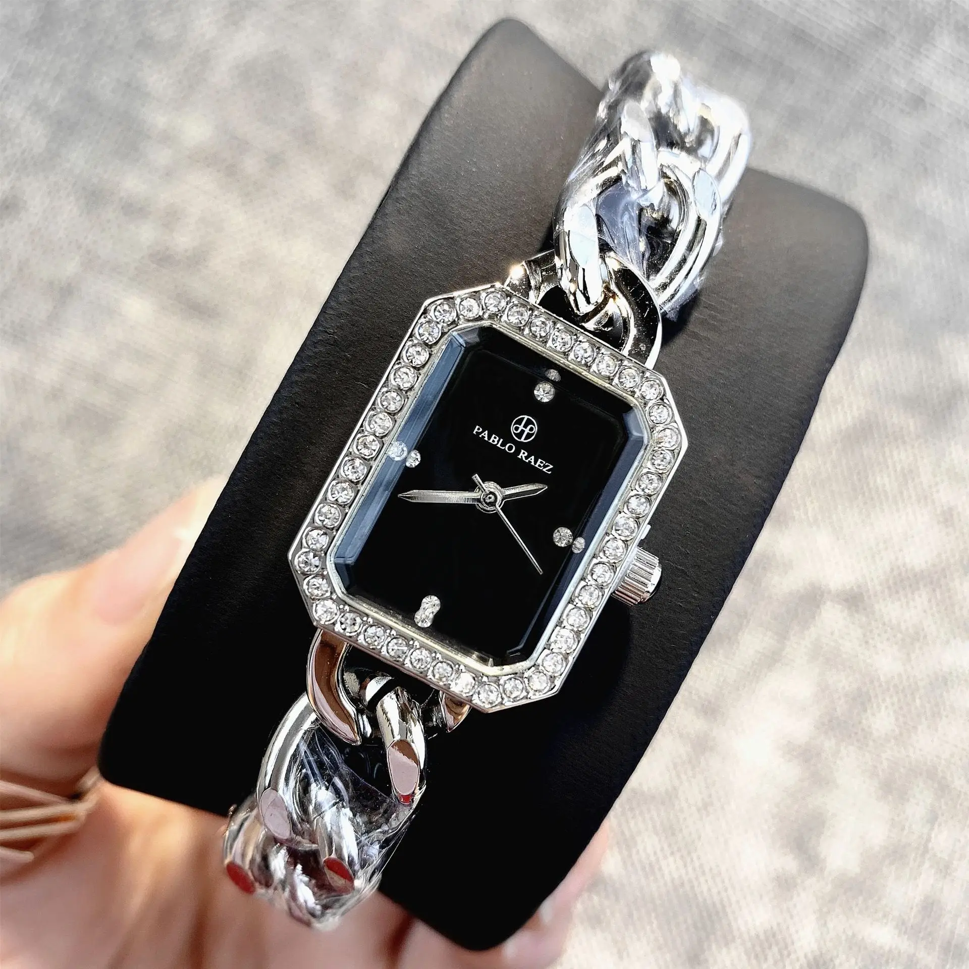 Women's Gold Chain Watch with Diamond Frame - Image 7