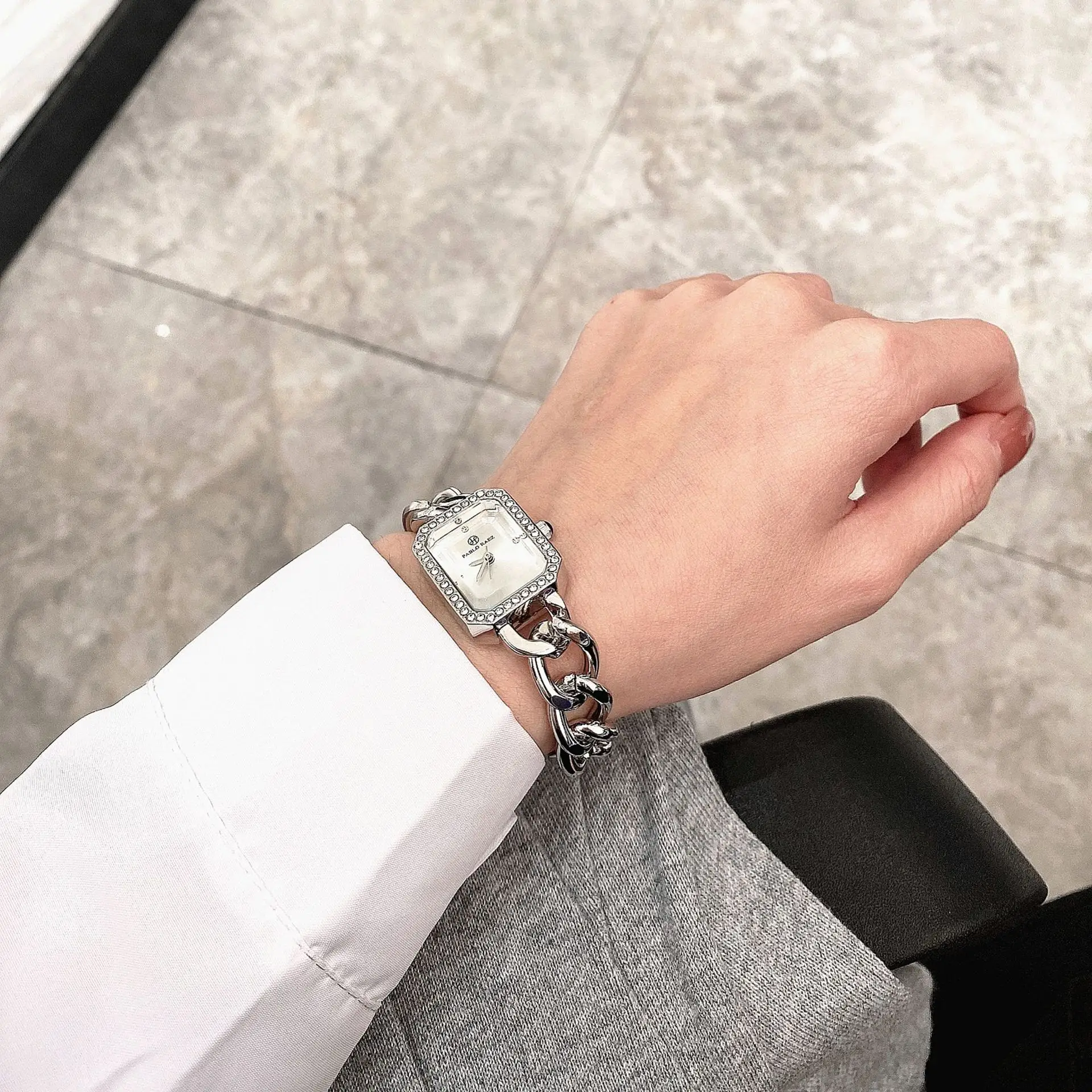 Women's Gold Chain Watch with Diamond Frame — feature 19