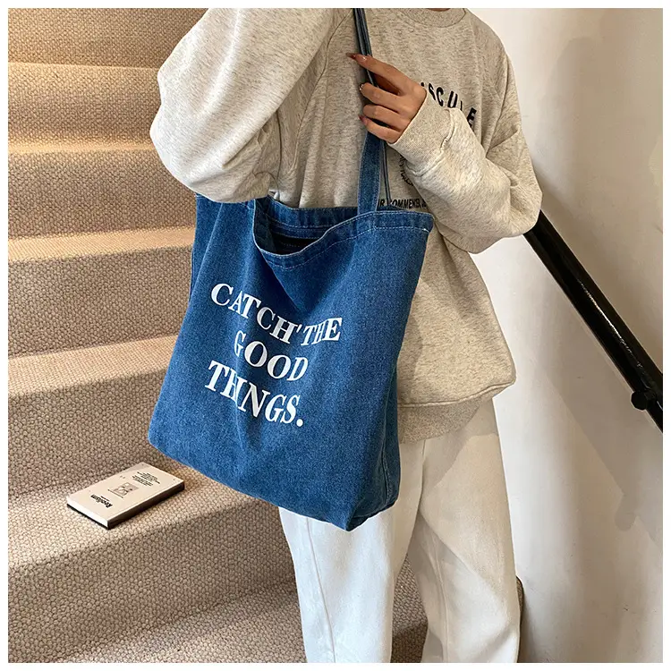 Denim Tote Bag "Catch the Good Things" Black — feature 10