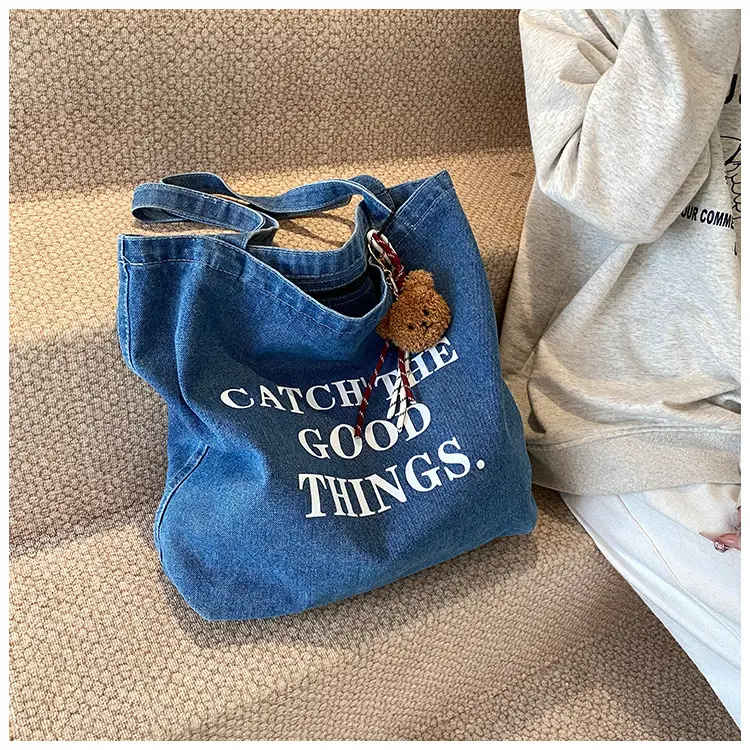 Denim Tote Bag "Catch the Good Things" Black — feature 22