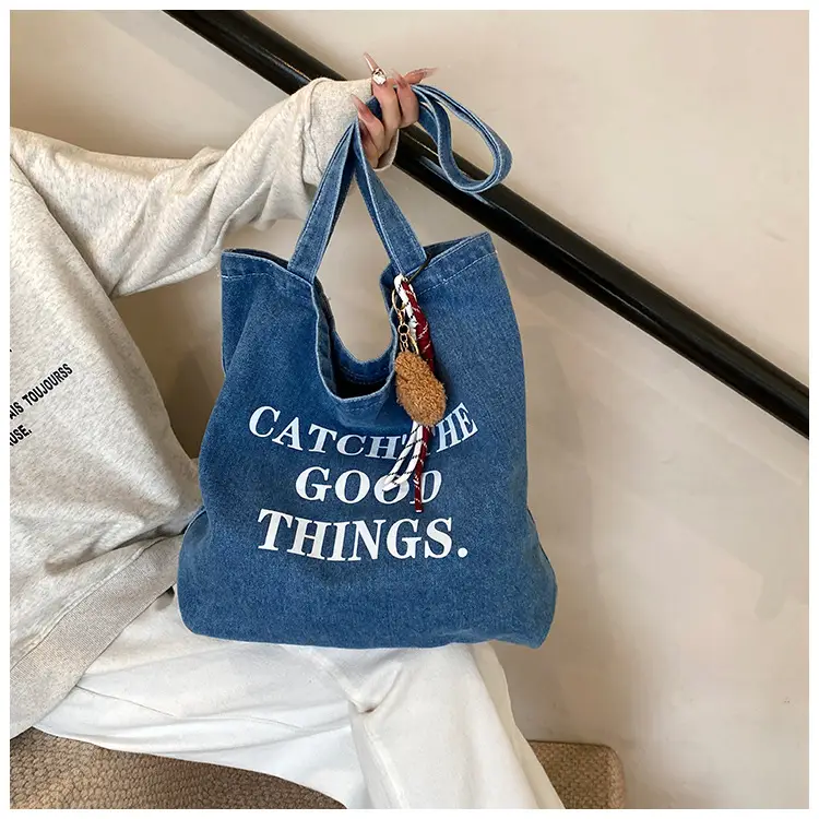 Denim Tote Bag "Catch the Good Things" Black — feature 23