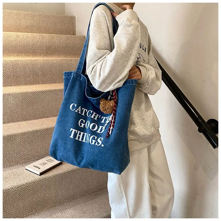 Denim Tote Bag "Catch the Good Things" Black — feature 25