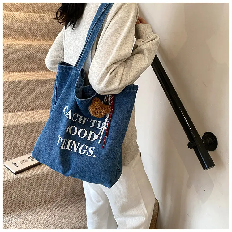 Denim Tote Bag "Catch the Good Things" Black — feature 26