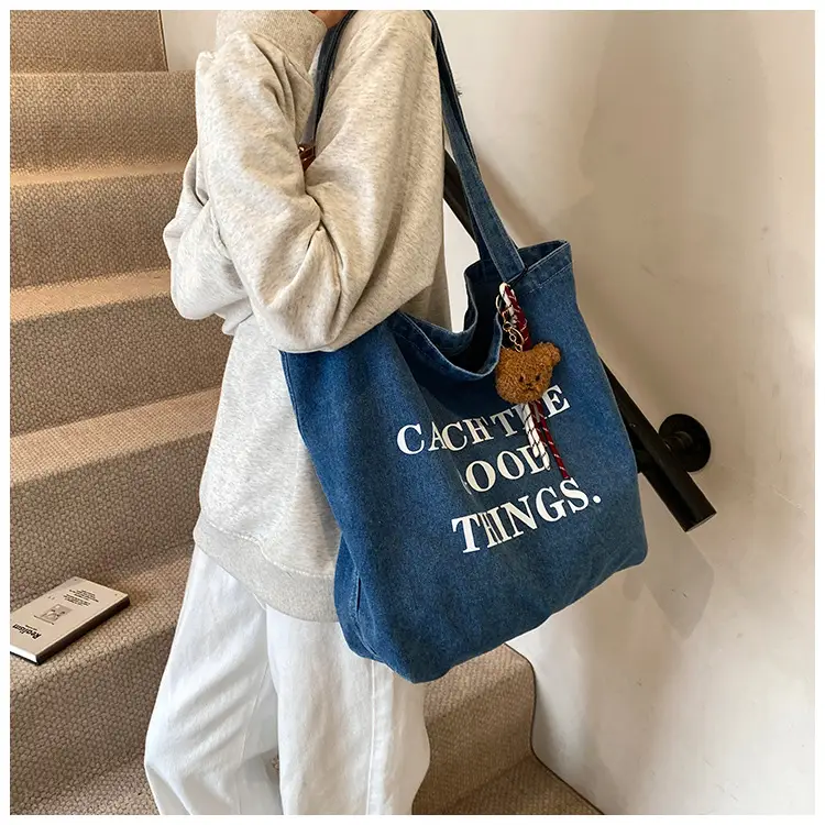 Denim Tote Bag "Catch the Good Things" Black — feature 27