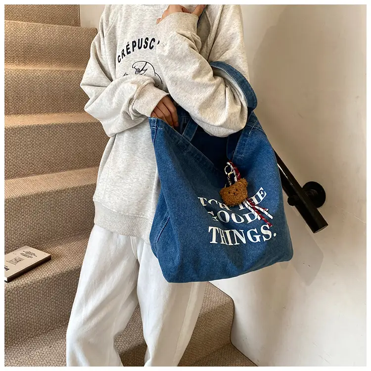 Denim Tote Bag "Catch the Good Things" Black — feature 28