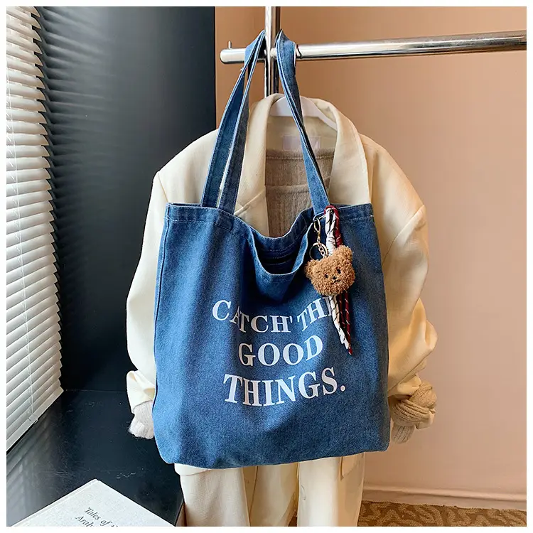 Denim Tote Bag "Catch the Good Things" Black — feature 31