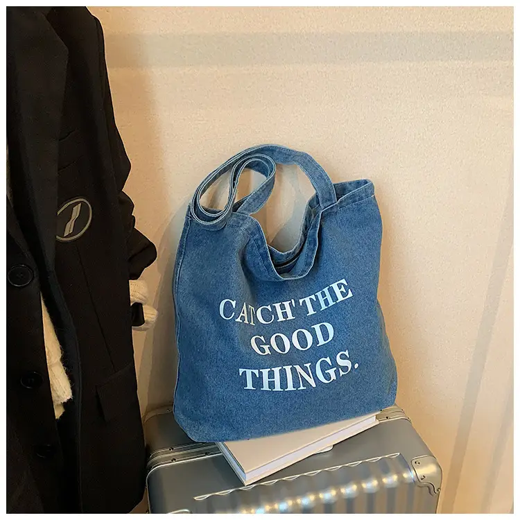 Denim Tote Bag "Catch the Good Things" Black — feature 33