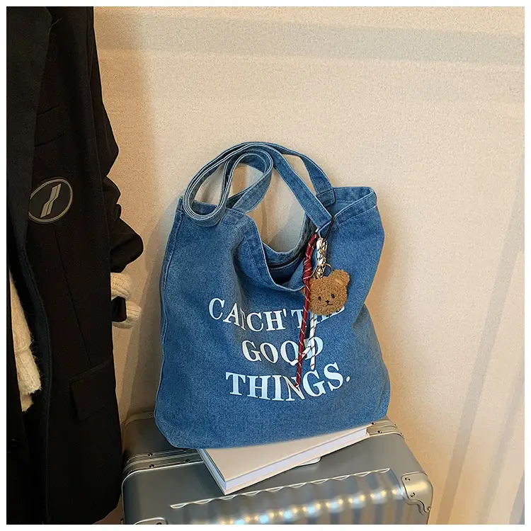 Denim Tote Bag "Catch the Good Things" Black — feature 35