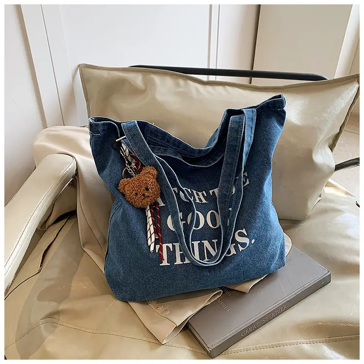 Denim Tote Bag "Catch the Good Things" Black — feature 38
