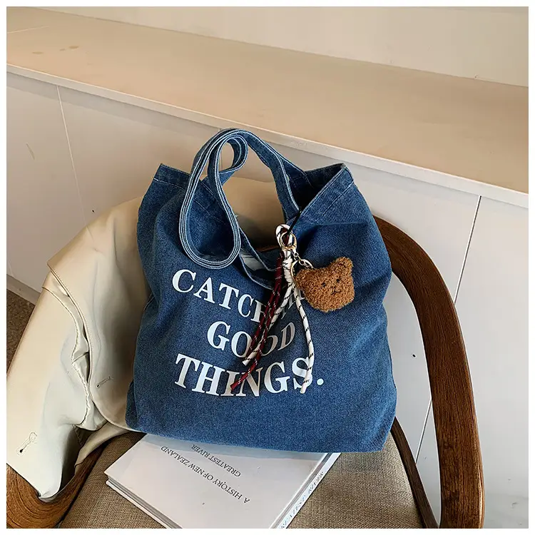 Denim Tote Bag "Catch the Good Things" Black — feature 39