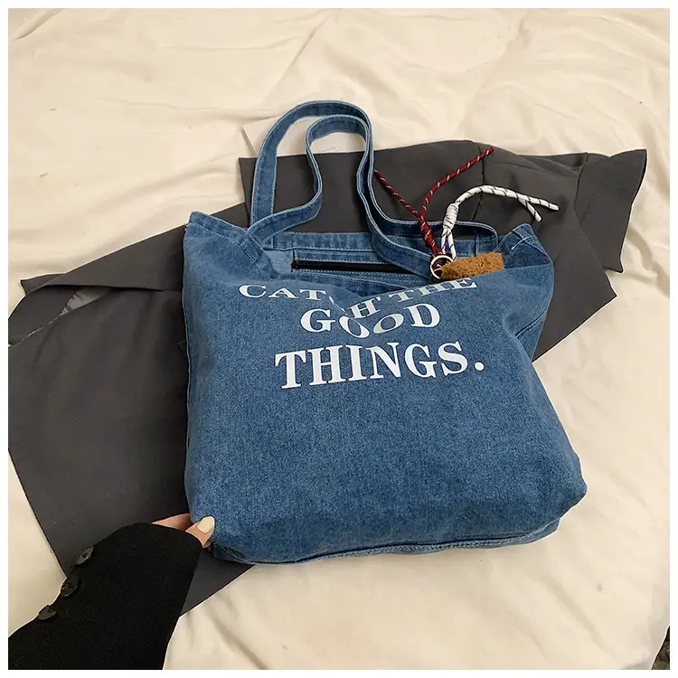 Denim Tote Bag "Catch the Good Things" Black — feature 40