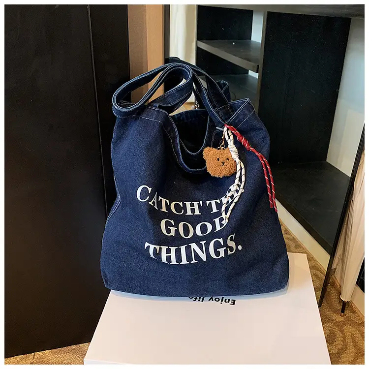Denim Tote Bag "Catch the Good Things" Black — feature 47