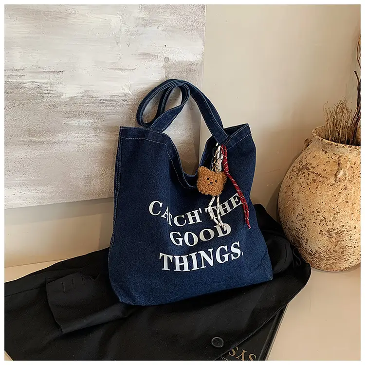 Denim Tote Bag "Catch the Good Things" Black — feature 50