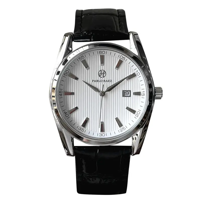 Men's Waterproof Black Dial Analog Watch with Leather Strap - Image 8
