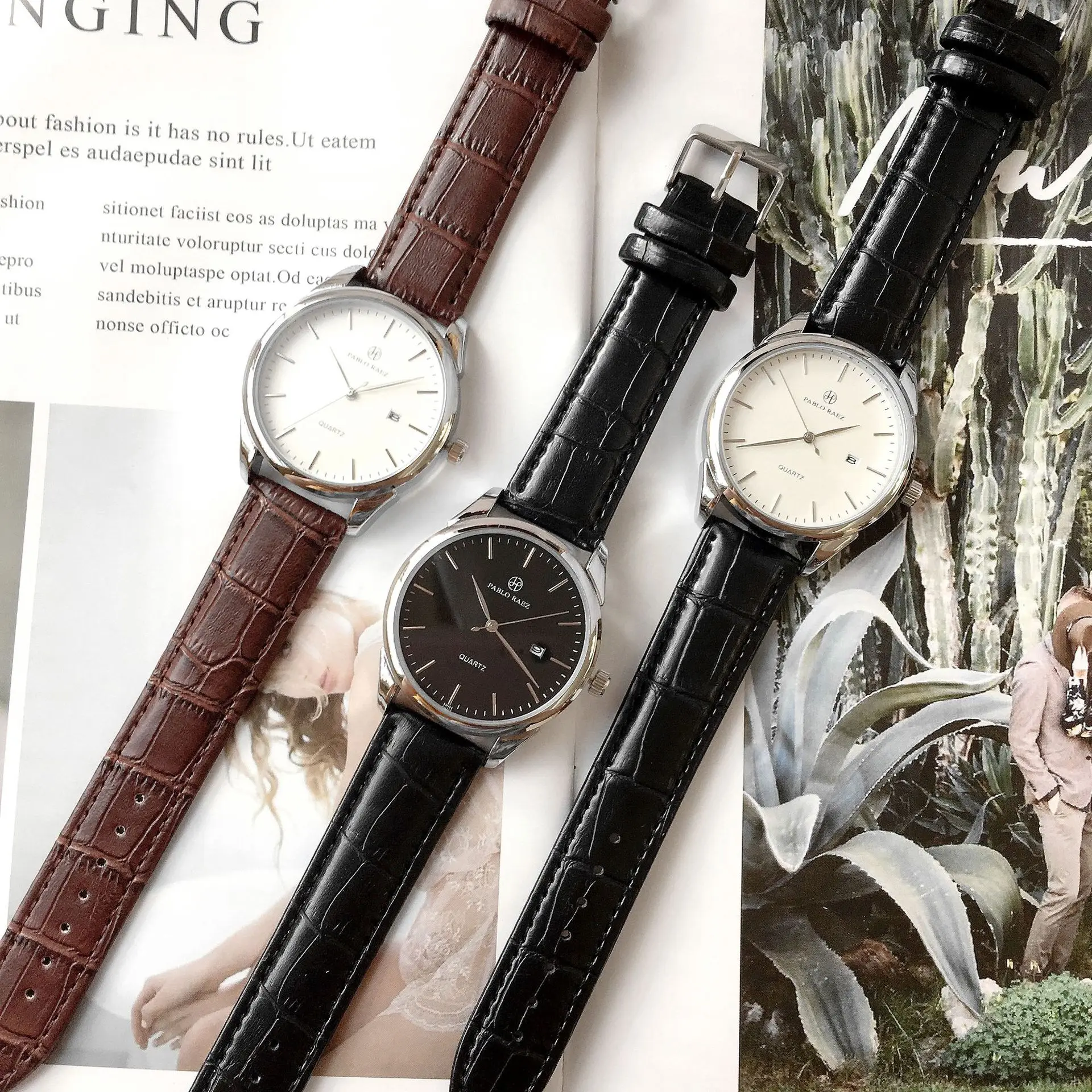 Men's Brown Leather Belt Watch Quartz Analog — feature 20