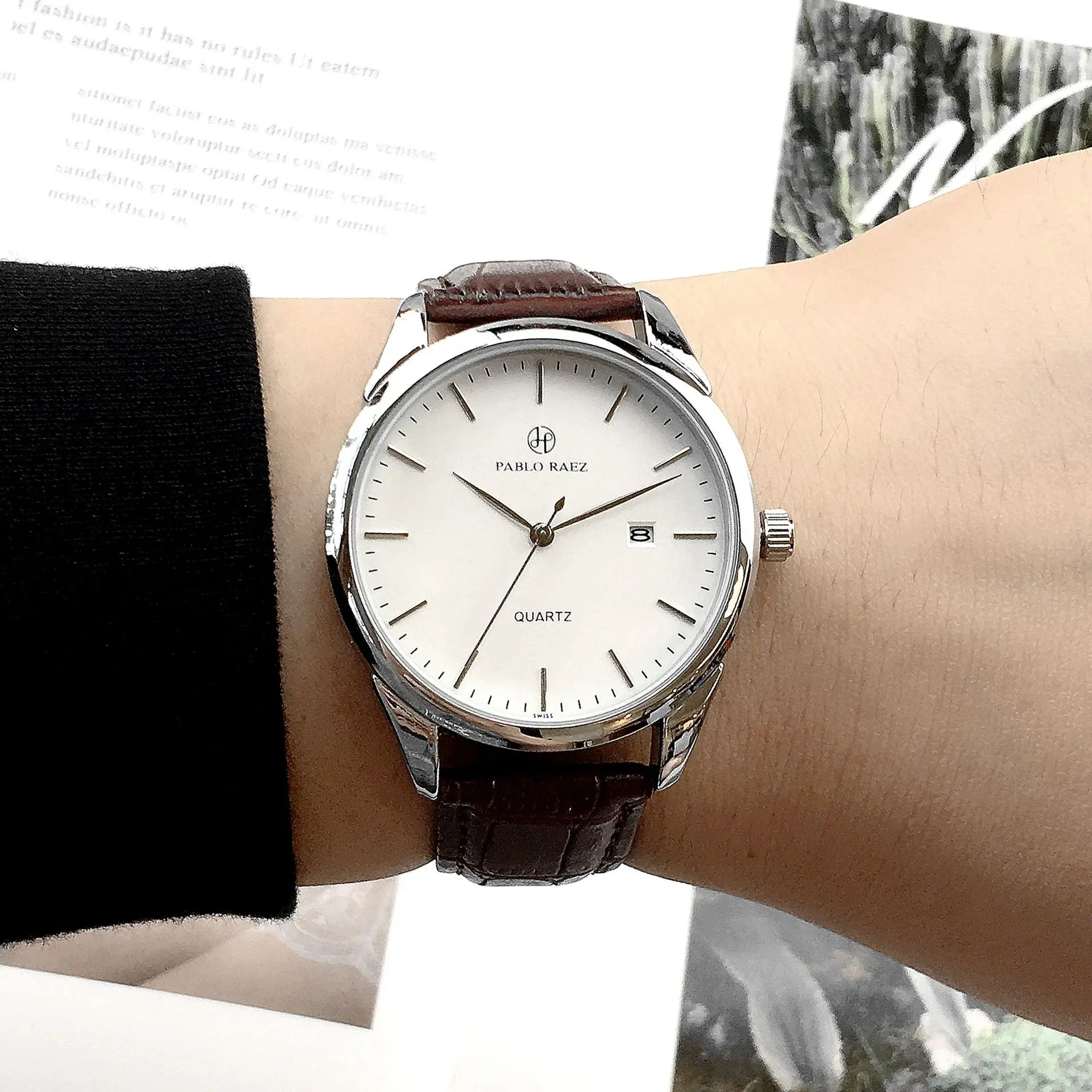 Men's Brown Leather Belt Watch Quartz Analog — feature 21