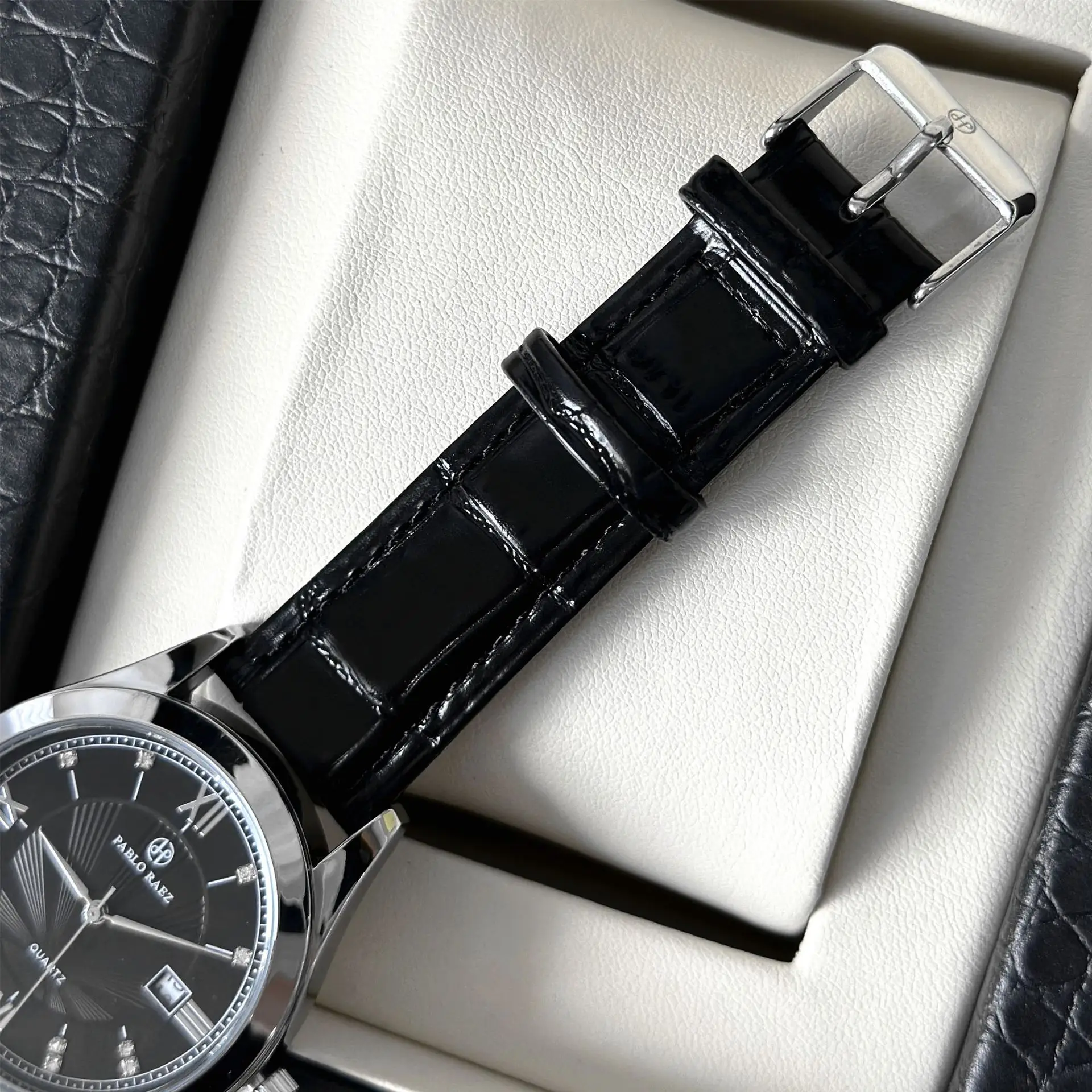 Men's Luxury Watch Black Dial Roman Numeral Stainless Steel - Image 6