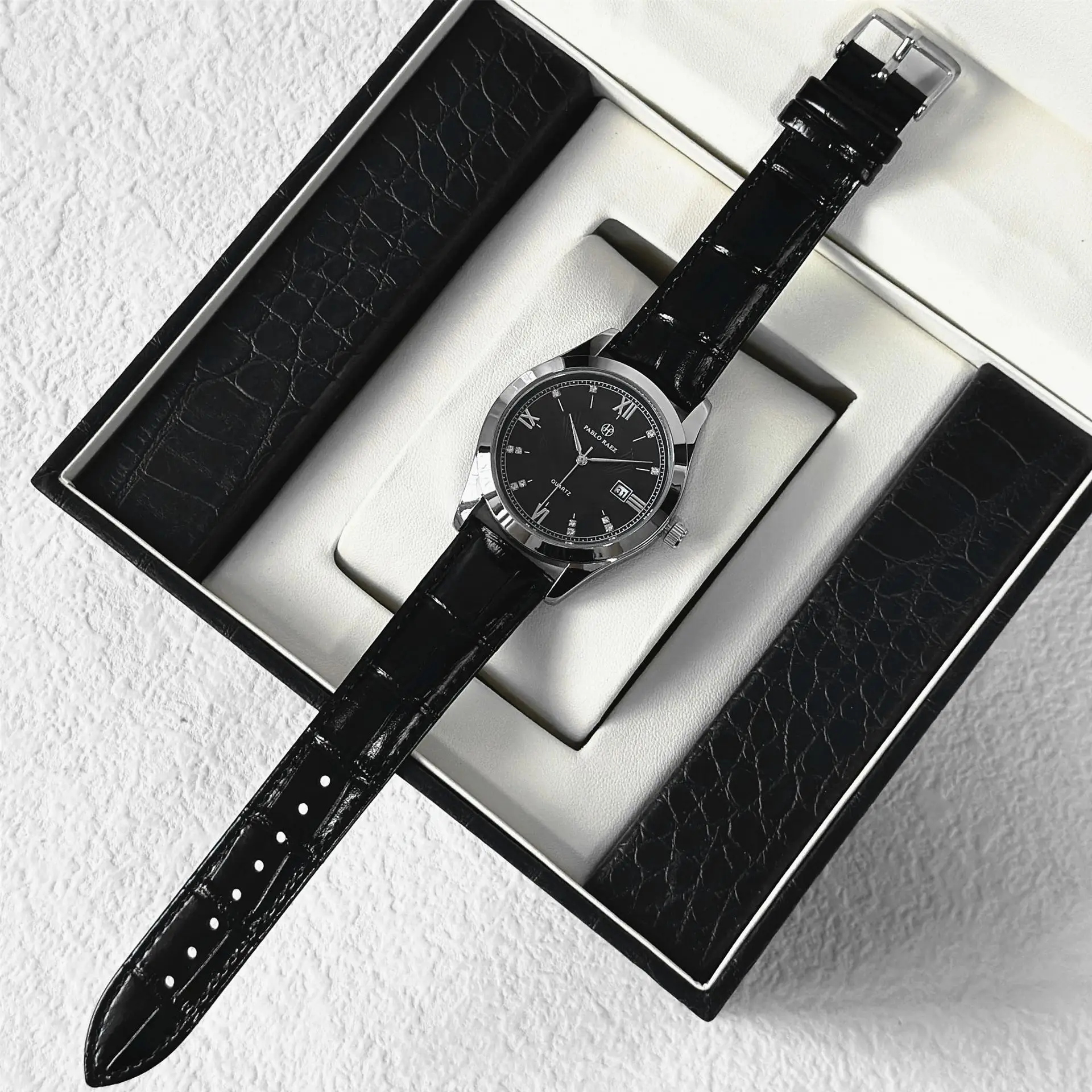 Men's Luxury Watch Black Dial Roman Numeral Stainless Steel - Image 7