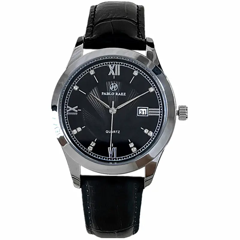 Men's Luxury Watch Black Dial Roman Numeral Stainless Steel - Image 8