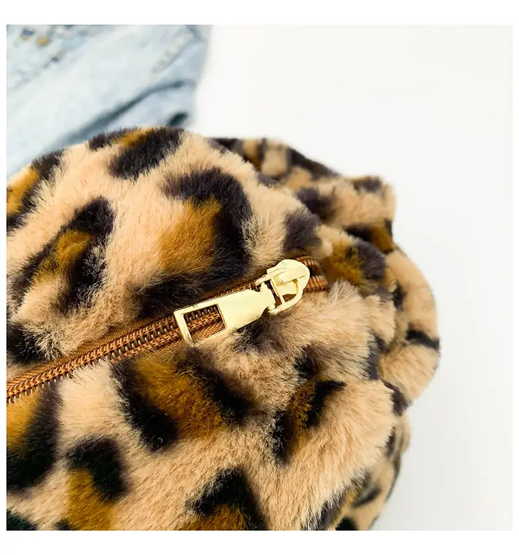 Pink Leopard Print Plush Shoulder Bag — feature 23