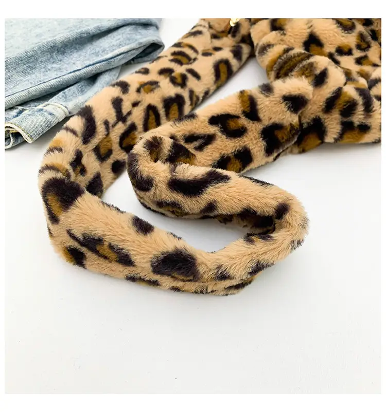 Pink Leopard Print Plush Shoulder Bag — feature 24