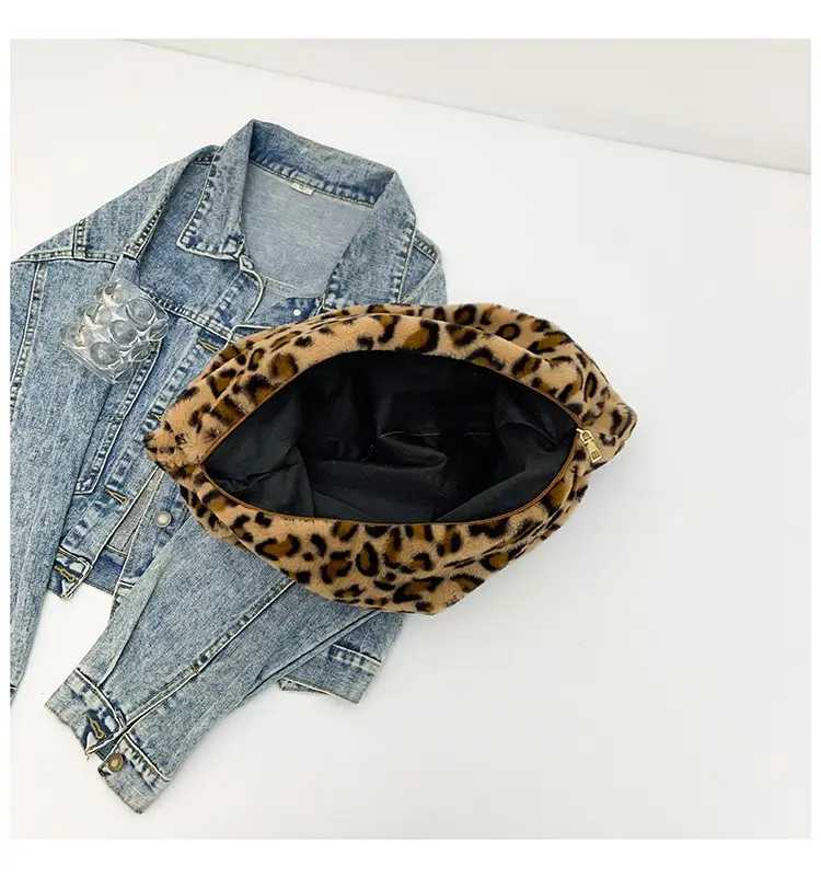 Pink Leopard Print Plush Shoulder Bag — feature 25