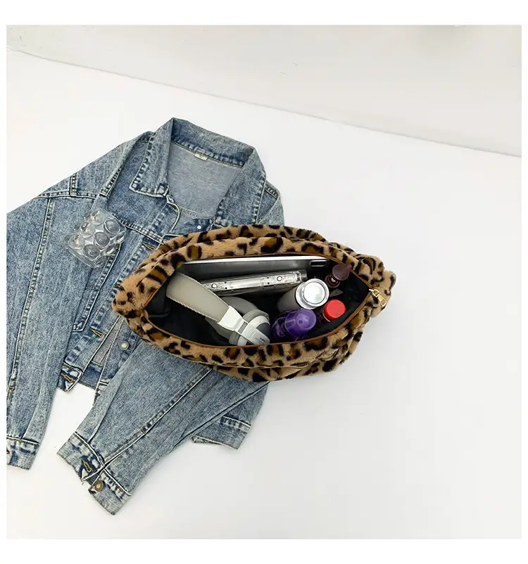 Pink Leopard Print Plush Shoulder Bag — feature 26