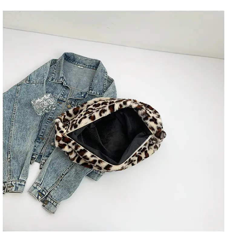 Pink Leopard Print Plush Shoulder Bag — feature 28