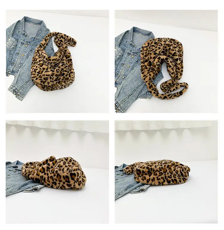 Pink Leopard Print Plush Shoulder Bag — feature 9
