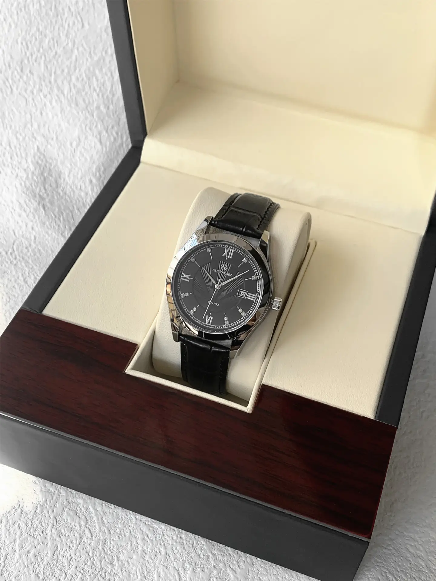 Men's Quartz Watch with Leather Belt, Silver Dial, 10W — feature 10