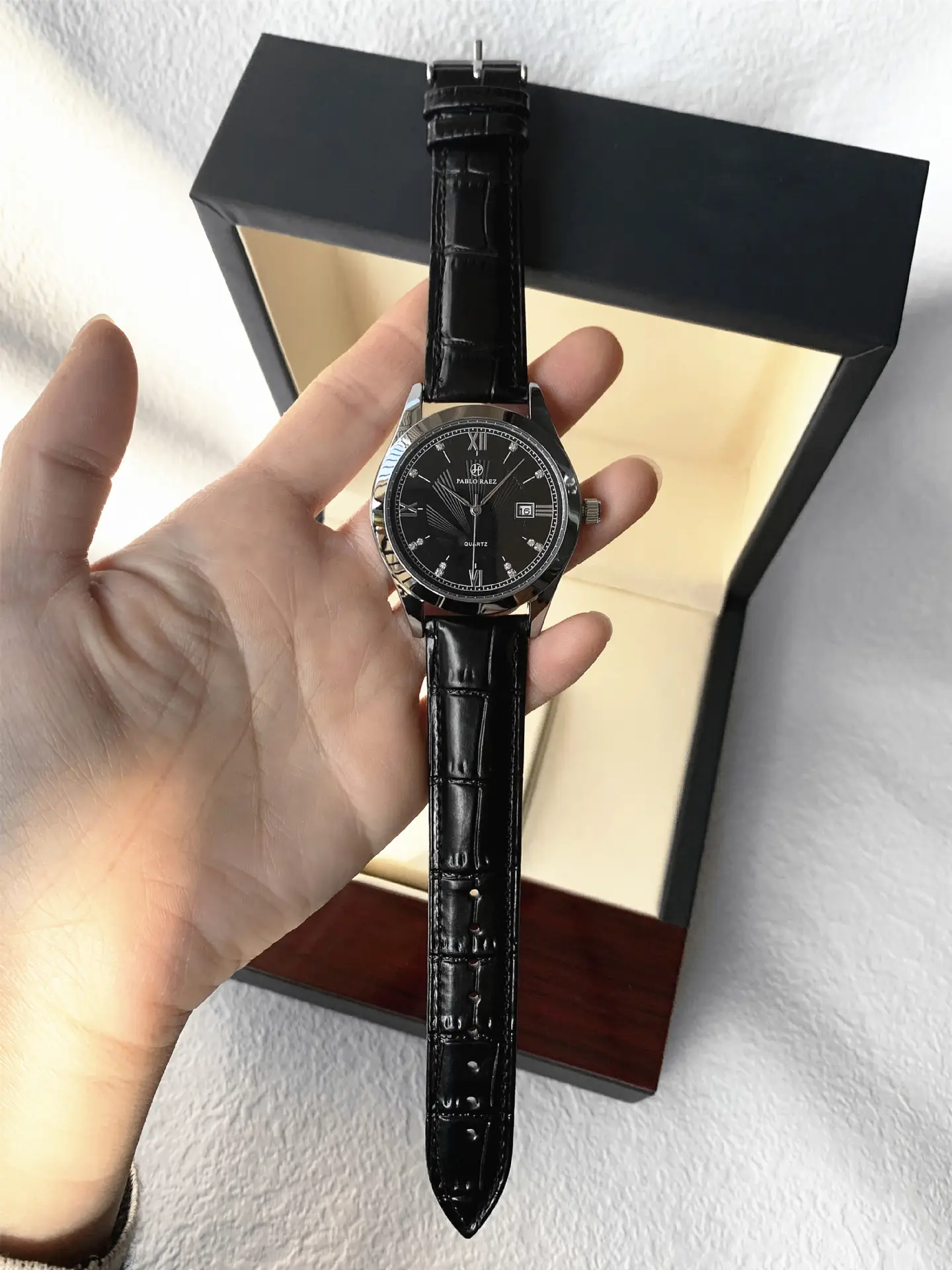 Men's Quartz Watch with Leather Belt, Silver Dial, 10W — feature 11
