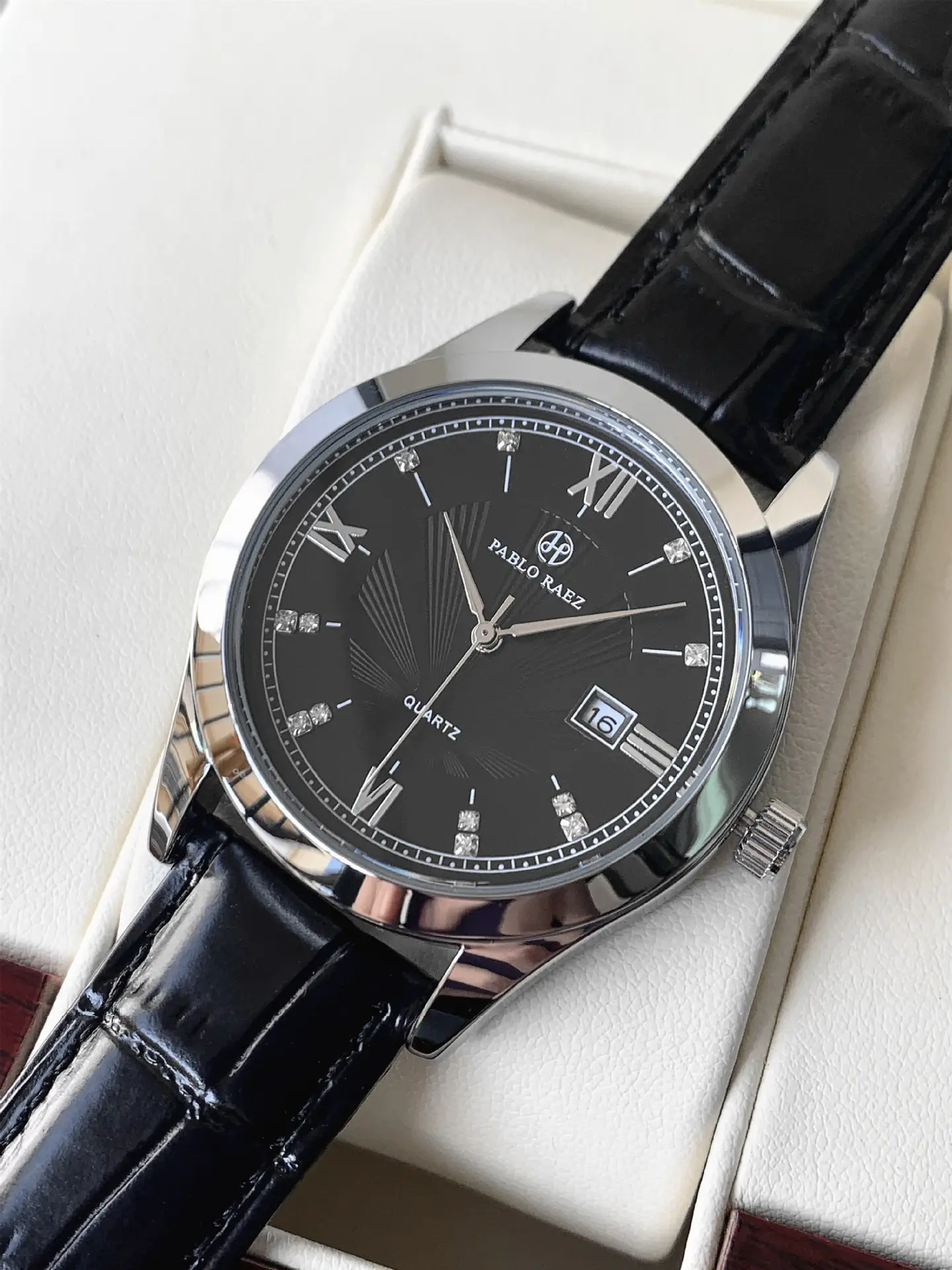 Men's Quartz Watch with Leather Belt, Silver Dial, 10W — feature 15