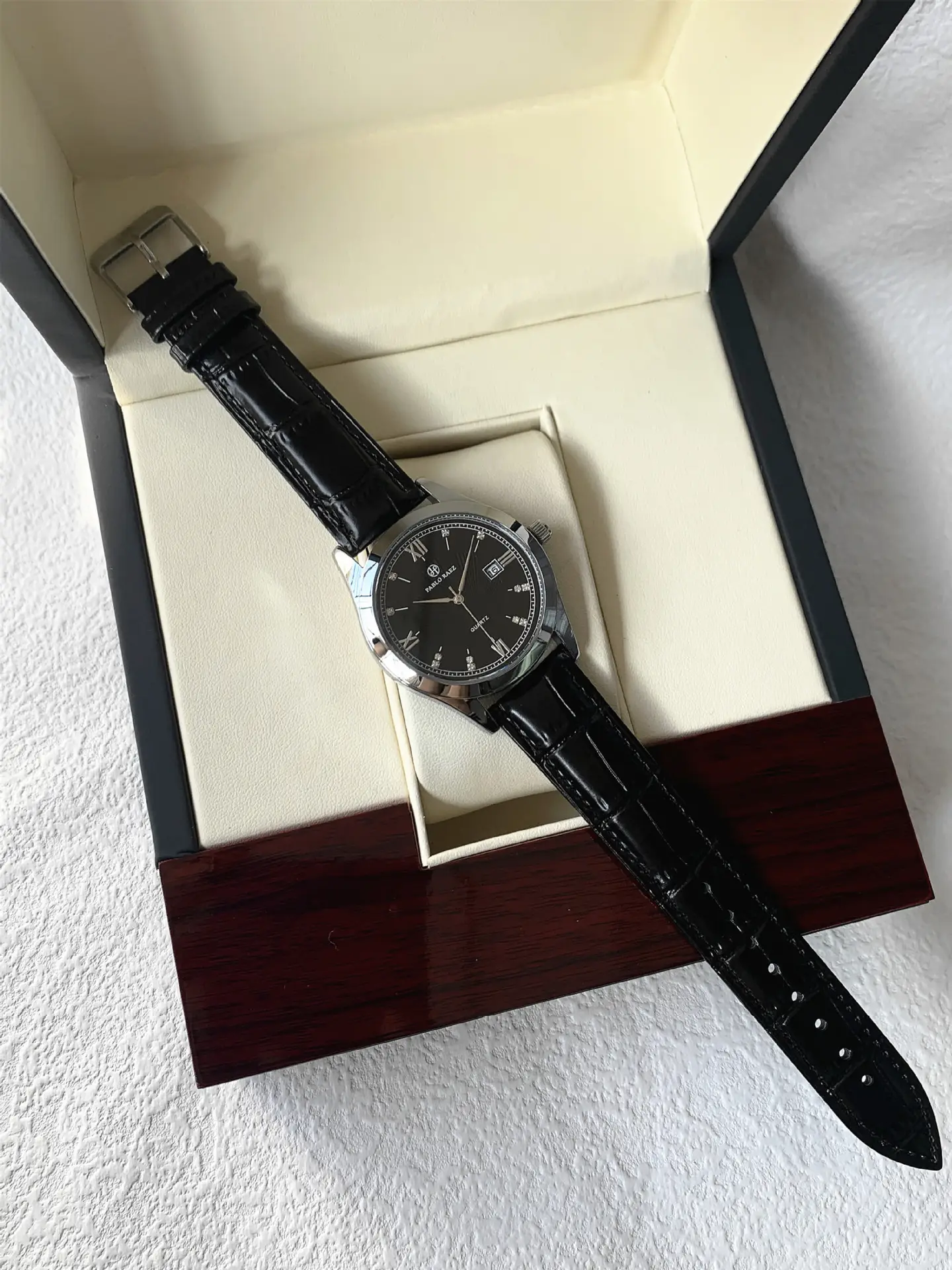 Men's Quartz Watch with Leather Belt, Silver Dial, 10W — feature 16