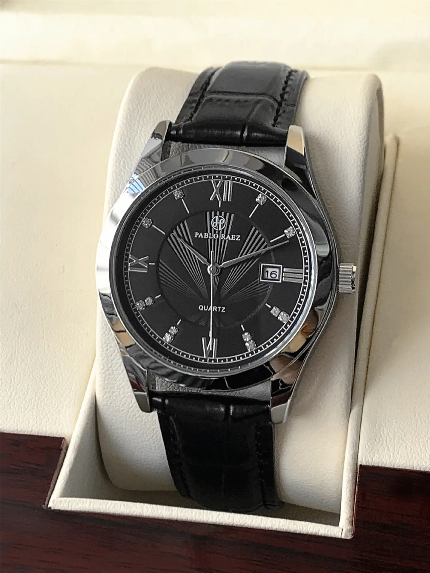 Men's Quartz Watch with Leather Belt, Silver Dial, 10W — feature 8
