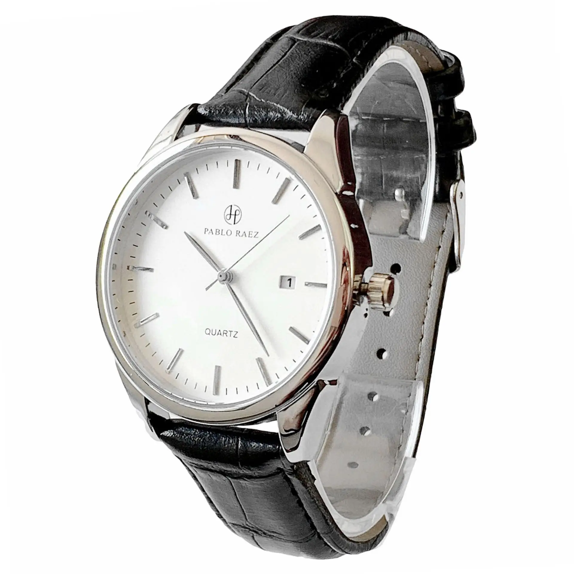Men's Quartz Watch with Leather Belt, Silver Dial, 10W - Image 5