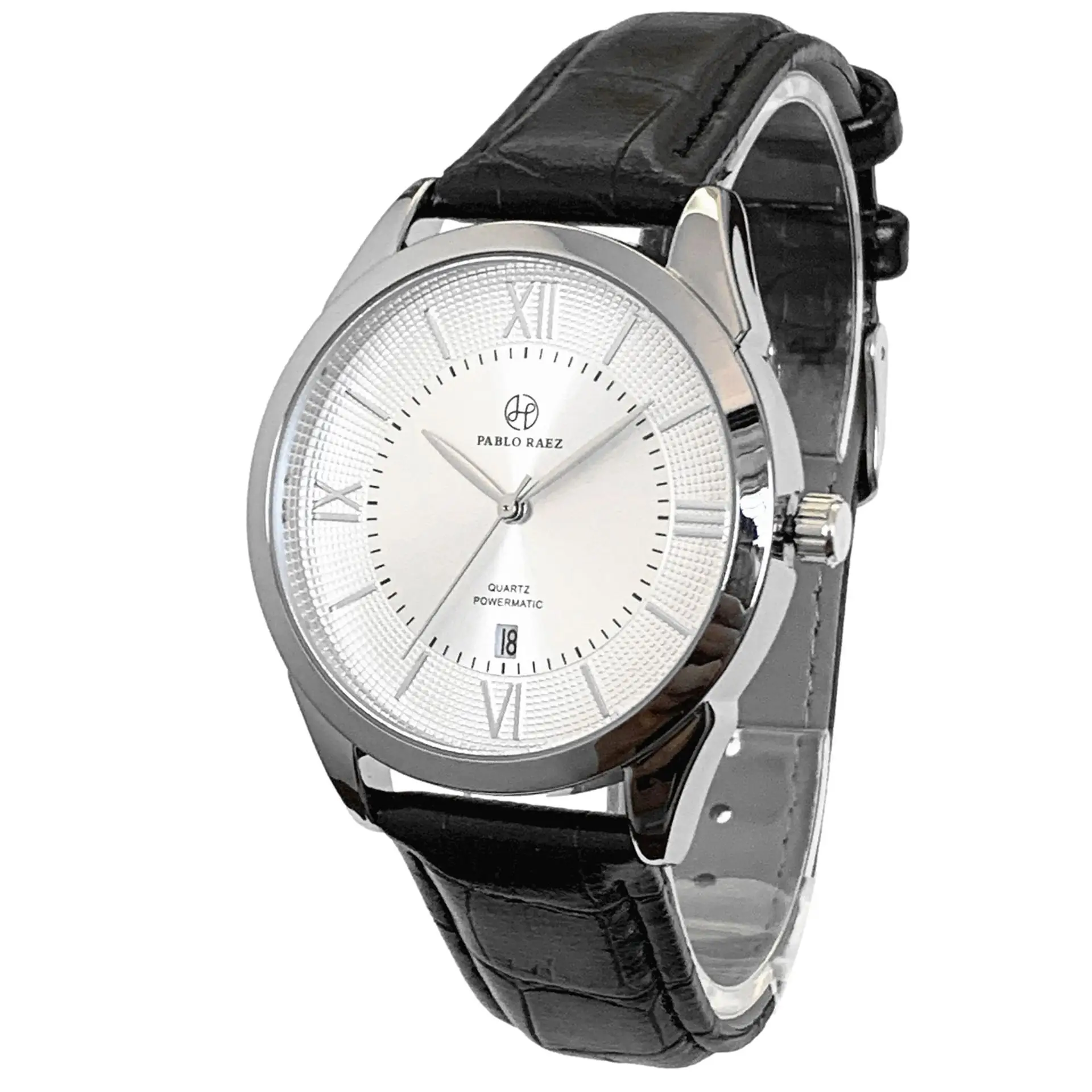 Men's Quartz Watch with Leather Belt, Silver Dial, 10W - Image 8