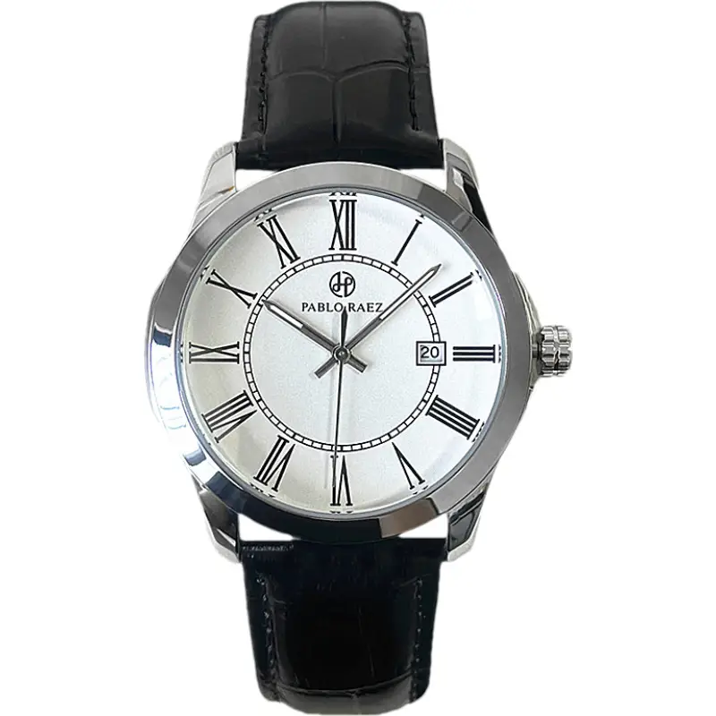 Men's Quartz Watch with Roman Dial & Black Strap - Image 7