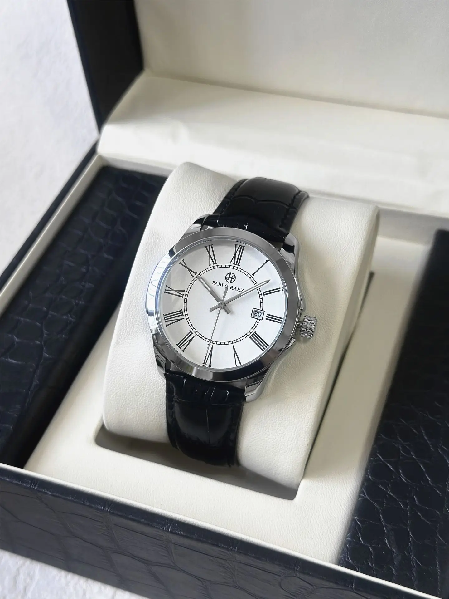 Men's Quartz Watch with Roman Dial & Black Strap — feature 16