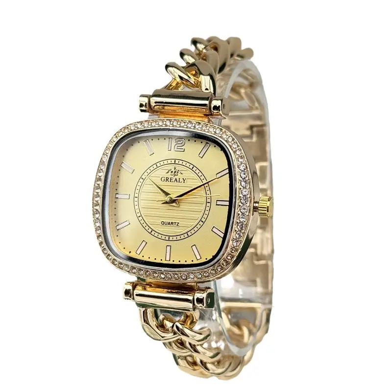 Gold Square Watch for Women with Crystal Band - Image 5
