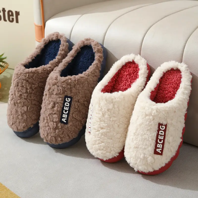 Poop-feeling Autumn and Winter Cotton Slippers Women's Thick Sole Non-slip Soft Sole Mute Home Warm Thickened Wool Slippers Men's Winter — feature 16