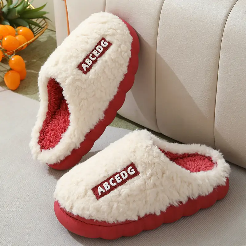 Poop-feeling Autumn and Winter Cotton Slippers Women's Thick Sole Non-slip Soft Sole Mute Home Warm Thickened Wool Slippers Men's Winter — feature 20