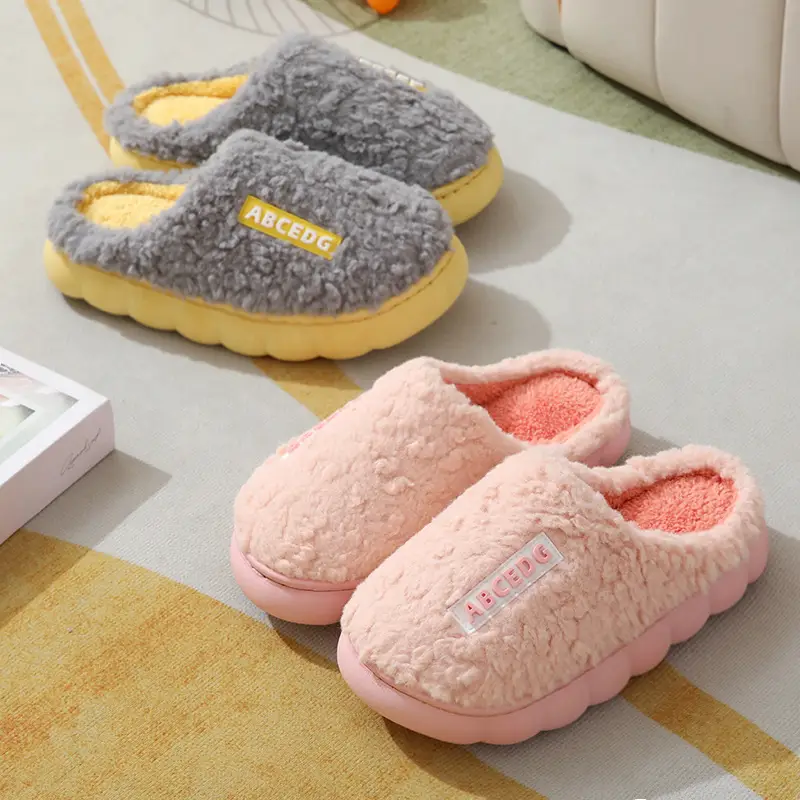 Poop-feeling Autumn and Winter Cotton Slippers Women's Thick Sole Non-slip Soft Sole Mute Home Warm Thickened Wool Slippers Men's Winter — feature 22
