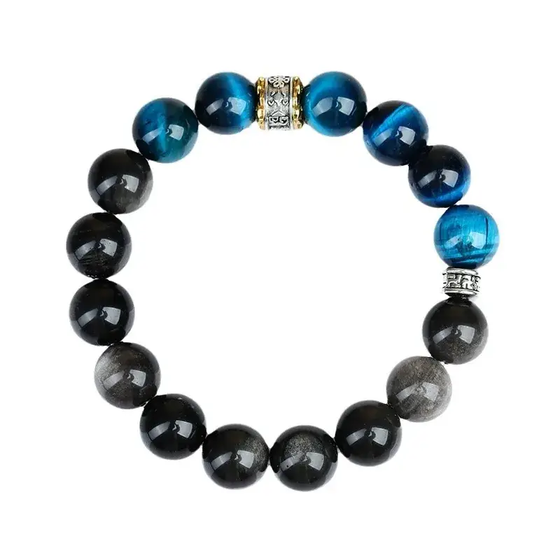 Peacock Blue Tiger Eye Bracelet for Men Women - Image 6
