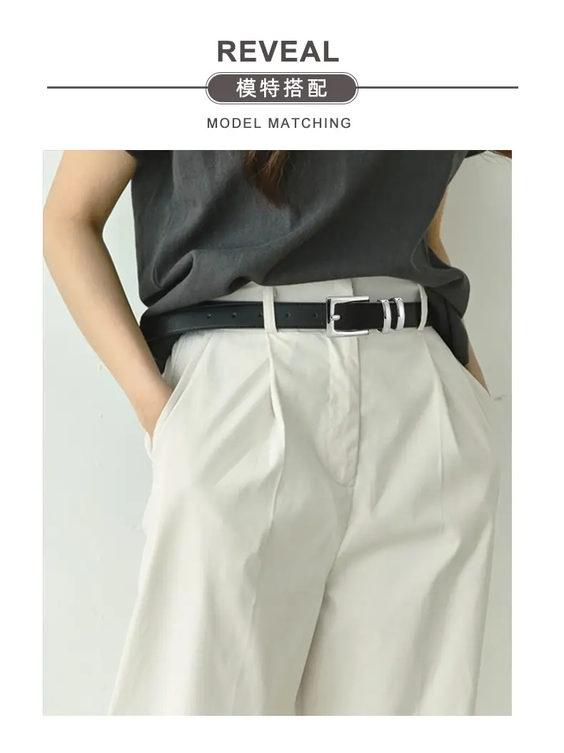 Women Genuine Leather Belt Brown Silver Buckle 2024 — feature 4