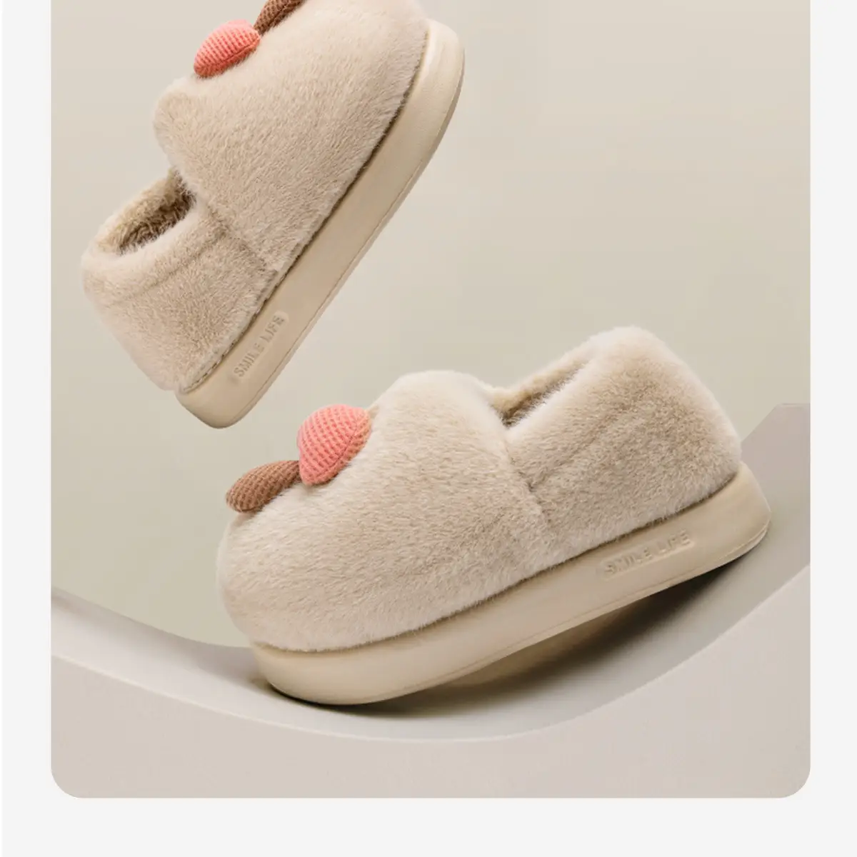 Women's Green Cotton Slippers for Winter Warm Indoor Maternity Shoes — feature 12
