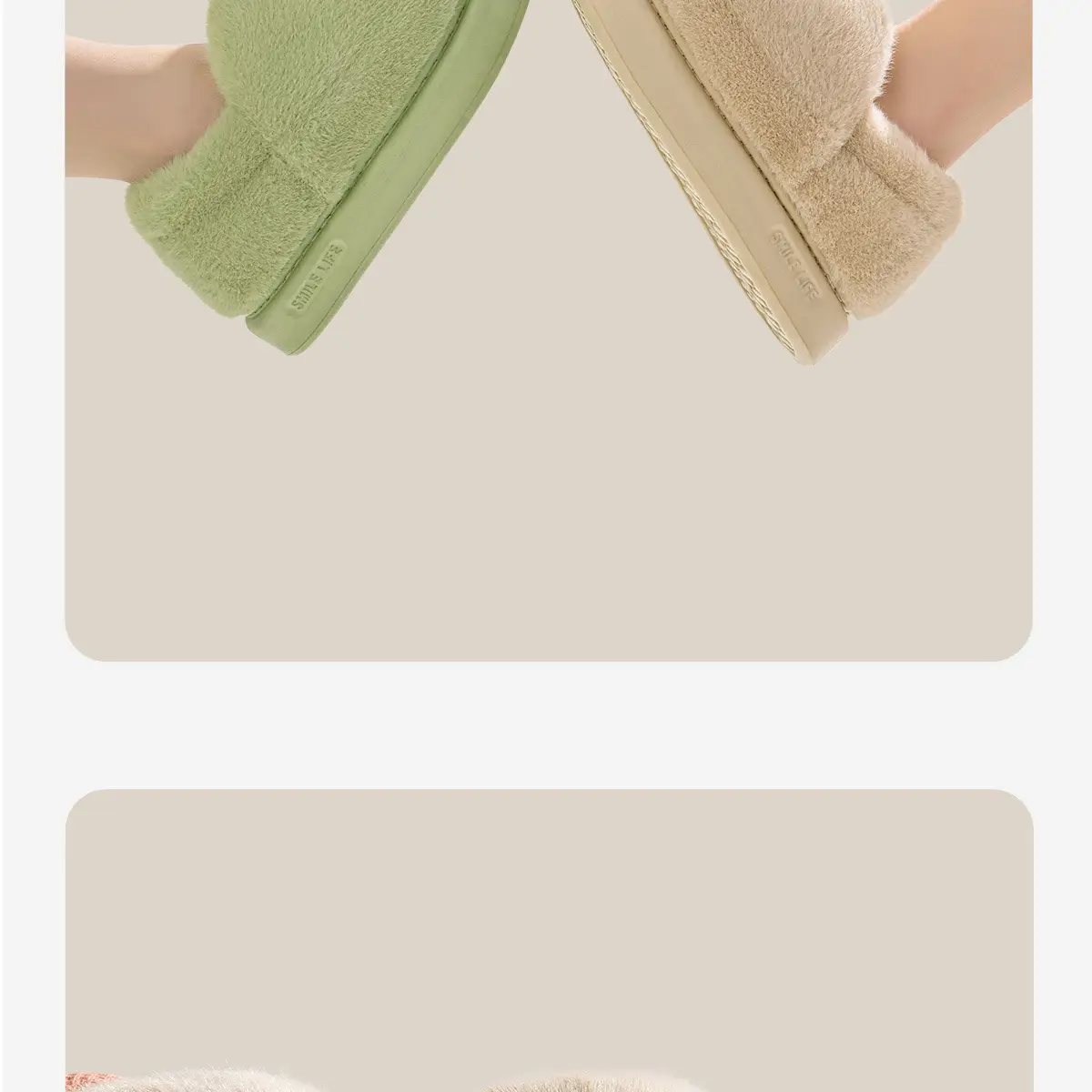 Women's Green Cotton Slippers for Winter Warm Indoor Maternity Shoes — feature 15
