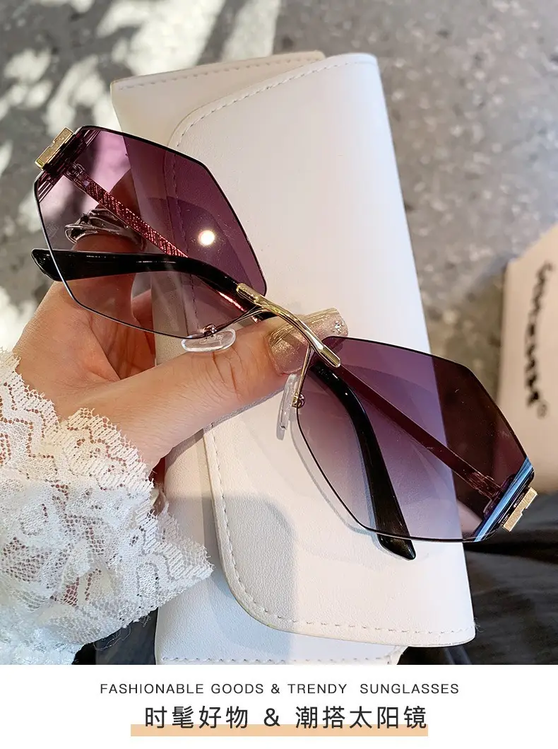 Women's Frameless UV Protection Sunglasses Slimming Design — feature 13